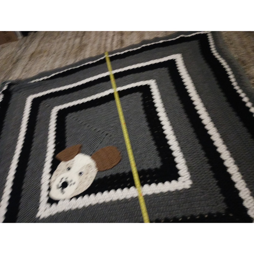 Dog‎ Lovers Handmade Crochet Knit Couch Cover 52in Granny Square Vintage Blanket - Picture 5 of 16